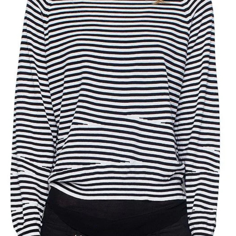 Zadig & Voltaire Black and White Striped Long Sleeve Top